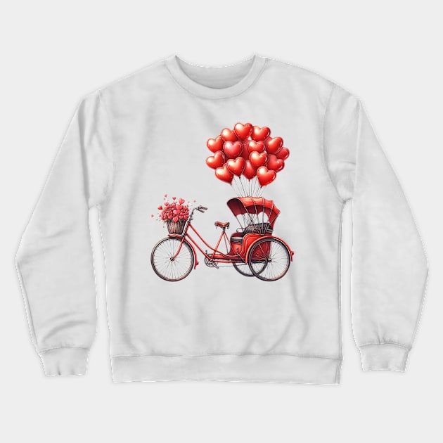 Valentine Bicycle Carriage Crewneck Sweatshirt by Chromatic Fusion Studio